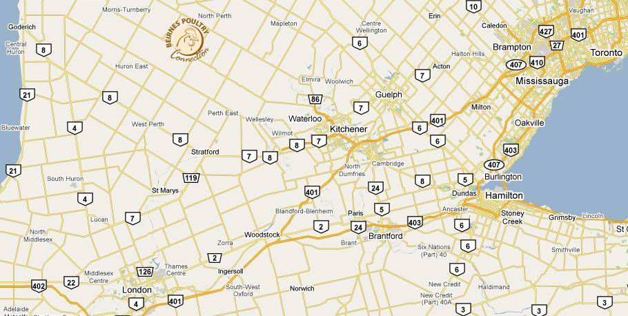 Location of Beirnes Poultry